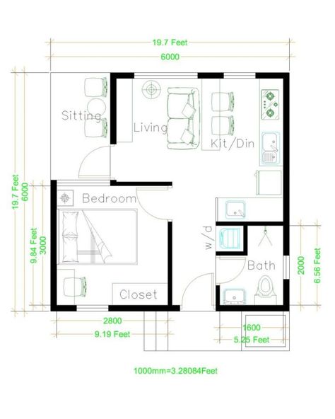 Beautiful Tiny House Plan Ideas For Your Inspiration - Engineering Discoveries House Design 3d, Gable Roof House, One Bedroom House Plans, 1 Bedroom House Plans, Small House Architecture, One Bedroom House, Flat Roof House, Unique House Plans, Small House Layout