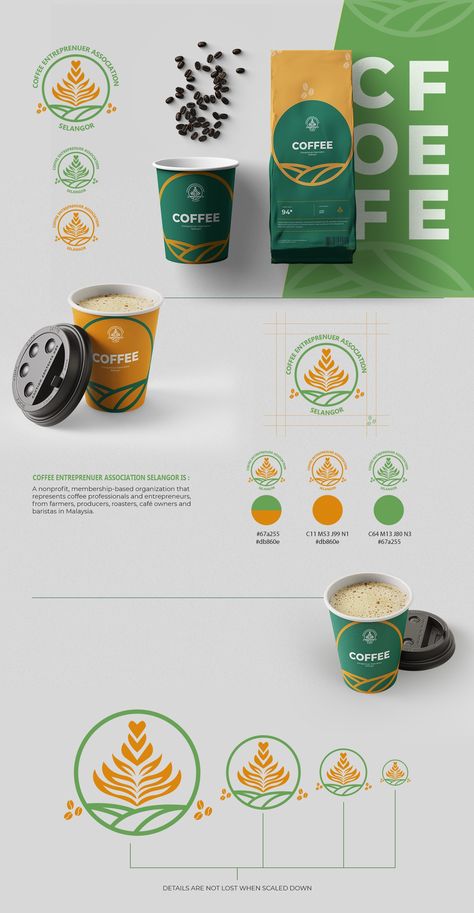 Logo design, branding, illustration, and package design for a fictional coffee brand. Coffee Brand Packaging, Sustainable Coffee Packaging, Brandguides Design, Coffe Logos Design, Logo Branding Presentation, Coffee Bean Branding, Coffee Art Illustration Graphic Design, Coffee Graphic Design Illustration, Coffee Company Branding