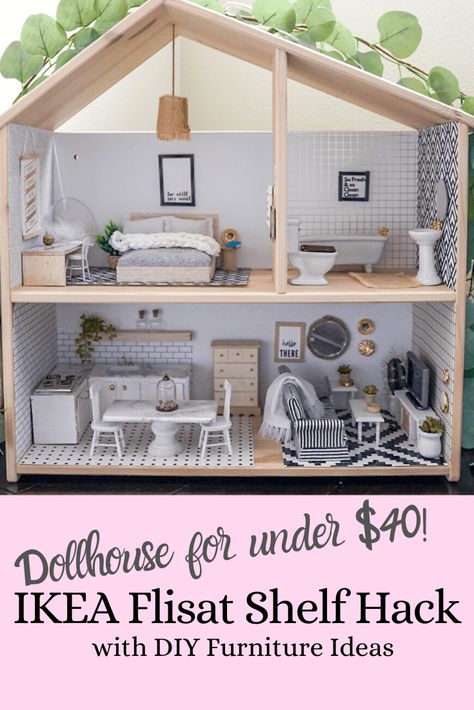 Flisat Shelf, Dollhouse Hack, Ikea Dollhouse, Ikea Flisat, Diy Barbie House, Modern Dollhouse Furniture, Doll House Ideas, Diy Doll House, Dollhouse Diy