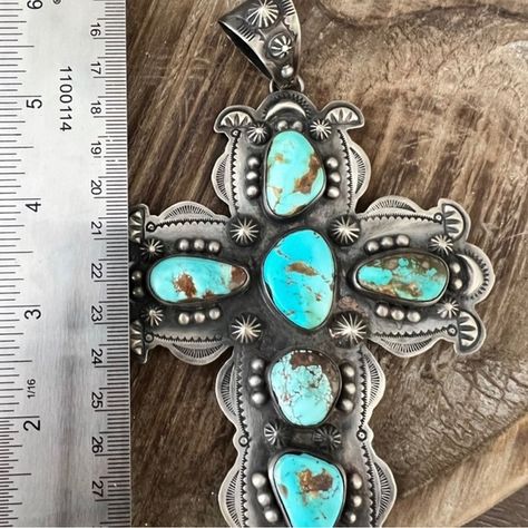 Turquoise Cross Pendant, Turquoise Cross, Sterling Silver Cross, Cross Jewelry, American Jewelry, Silver Cross, Native American Jewelry, Turquoise Sterling Silver, Christmas Presents