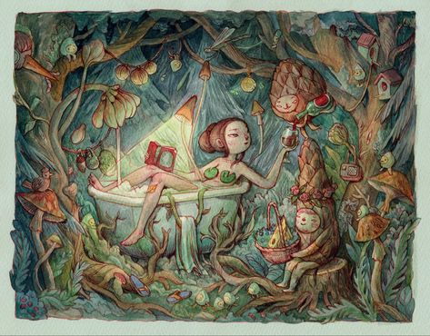 Fairytale Drawings, Marija Tiurina, Multimedia Technology, Multimedia Arts, Forest Bathing, Childrens Books Illustrations, Sketchbook Inspiration, Tree Bark, Weird Art