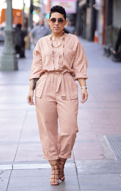 Pink Jumpsuits Outfit, Mimi G Style, Mimi G, Balloon Pants, Steve Madden Sandals, Jumpsuit Outfit, Pink Jumpsuit, Linen Jumpsuit, Classy Casual Outfits