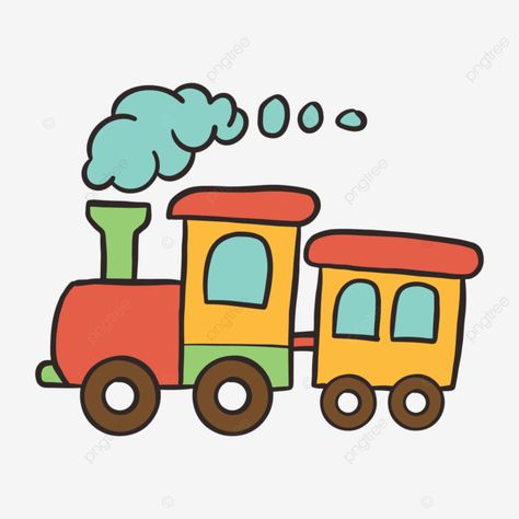 Train Cute Drawing, Train Cartoon Illustration, Cute Vehicles Drawing, Steam Train Illustration, Cute Train Illustration, Train Doodle Easy, Toy Train Illustration, Kids Cartoon Drawings, How To Draw Train