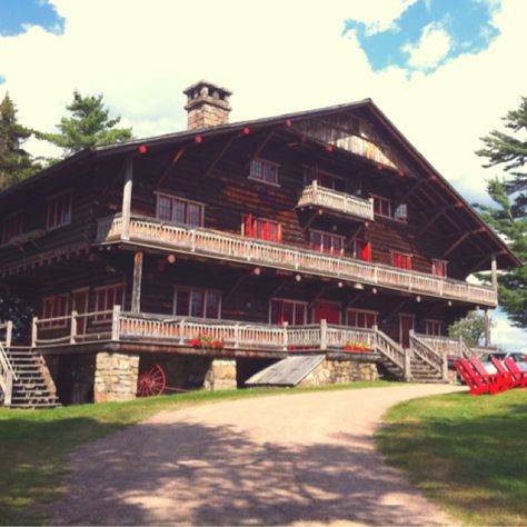 Historic main lodge at Great Camp Sagamore in Adirondacks.  You can stay in the lodge or one of the other cabins.  Or just go for a tour. Quarry Aesthetic, Summer Camp Aesthetic, Summer Camp Counselor, Countryside Village, Summer Cabin, Grand Lodge, Cabin Exterior, Camping Aesthetic, Camp Vibes