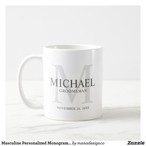 Diy Groomsmen Gifts, Groomsmen Gifts Unique, Classic Serif Fonts, Be My Groomsman, Bachelor Party Gifts, Groomsmen Wedding, Wedding Mugs, Face Mug, Wedding Name