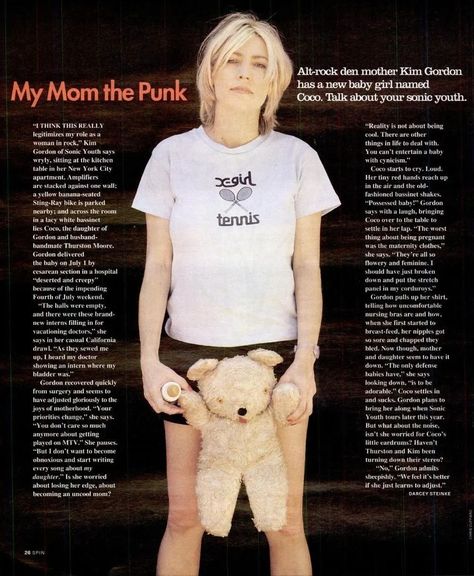 kat¡! on Instagram: “happy mother's day <3 kim gordon for spin magazine — 1994 📸 chris cuffaro” Kim Gordon 90s, New Baby Girl Names, Spin Magazine, Veruca Salt, Kim Gordon, Women Feminism, 23 And Me, Women Of Rock, Alt Rock