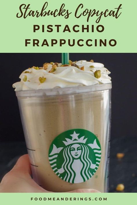 A quick, easy and delicious homemade Starbucks Copycat Pistachio Frappuccino made with pistachio pudding and a few simple ingredients. Pistachio Frappuccino, Starbucks Frappe Recipe, Pistachio Drink, Coffee Nutrition Facts, Copycat Drinks, Pistachio Coffee, Pistachio Fluff, Cranberry Pistachio Biscotti, Frappuccino Starbucks