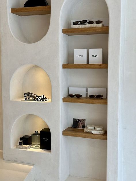 Arched Niche In Wall, Niche In Wall, Niche Shelves, Design Balcony, Niche Wall, Balcony Design Ideas, Small Balcony Design, Wall Niche, Boutique Interior