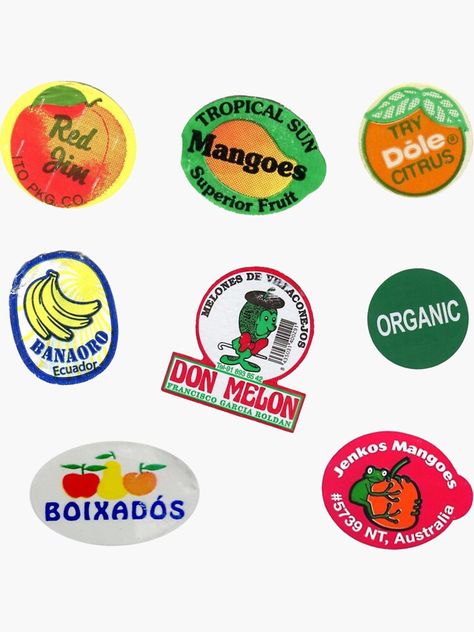 "Retro Fruit Sticker Labels Vintage Sticker Pack " Sticker for Sale by BrooklynneFland Retro Fruit, Fruit Labels, Art Block, Sticker Pack, Stickers Packs, Sticker Labels, 2 Colours, Sticker Design, Branding