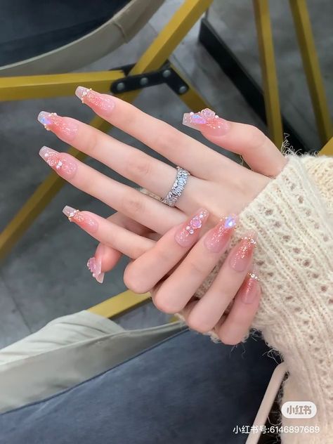 Pink Wedding Nails, Elegant Touch Nails, Mens Nails, Asian Nails, Nails Cute, White Acrylic Nails, Pretty Nail Art Designs, Pretty Gel Nails, Kawaii Nails