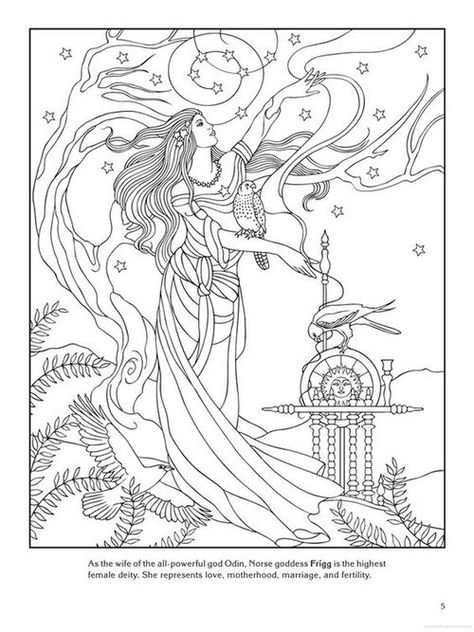 Free Frigg Norse love goddess difficult coloring pages for grown ups ... Viking Coloring Pages Norse Mythology, Goddess Coloring Pages, Goddess Frigg, Norse Design, Coloring Pages For Grown Ups, Norse Goddess, Adult Colouring Pages, Adult Colouring, Color Therapy