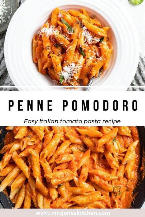 Italian Tomato Pasta, Penne Pomodoro, Pasta Pomodoro Recipe, Pomodoro Recipe, Penne Recipes, Penne Pasta Recipes, Pasta Pomodoro, Curry Pasta, Tomato Pasta Recipe