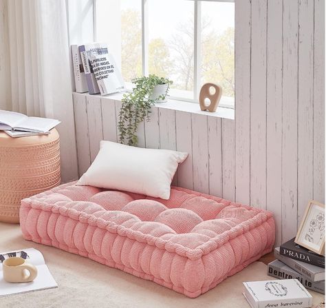 This floor cushion also makes a great dorm bed headboard. Comes in several colors to match any room decor. College Rugs, Dorm Seating, Girly Dorm Decor, Posters Dorm, Bedding Dorm, Rugs Dorm, Small Dorm Room, Small Dorm, Dorm Supplies