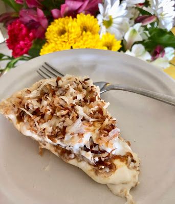 Coconut Pecan Caramel Pie, Caramel Coconut Pecan Pie, Carmel Pie Recipes, Coconut Caramel Pie, Carmel Pecan Pie, Chocolate Ice Cream Topping, Whipped Cream Pie, Coconut Caramel Sauce, Sour Cream Muffins