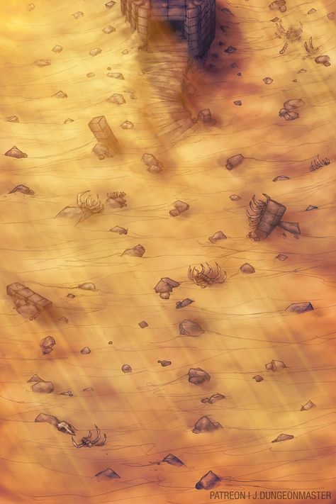 Desert Battlemap, Entrance And Stairs, Desert Creatures, Desert Map, Pathfinder Maps, Fantasy City Map, Map Layout, Dnd World Map, Tabletop Rpg Maps