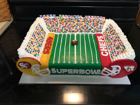 Joe Burrow Birthday Cake, Super Bowl Birthday Cake, Super Bowl Cake Decorating Ideas, Super Bowl Cakes, Superbowl Cake Ideas, Super Bowl Cake Ideas, Superbowl Cakes, Football Stadium Cake, Super Bowl Cake