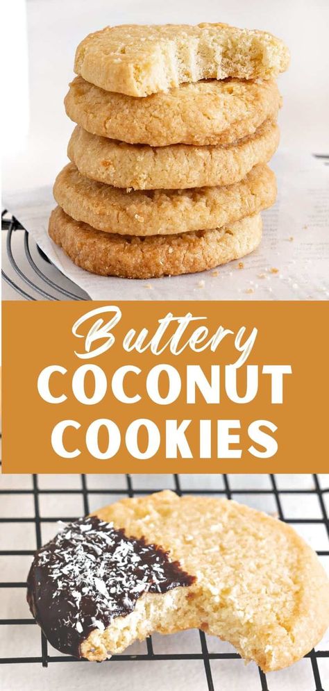 Toasted Coconut Shortbread Cookies, Coconut Cookies Recipes Easy, Christmas Cookies Coconut, Fresh Coconut Recipe, Coconut Milk Cookies, Almond Coconut Cookies, Coconut Shortbread Cookies, Christmas Slice, Easy Shortbread Cookies