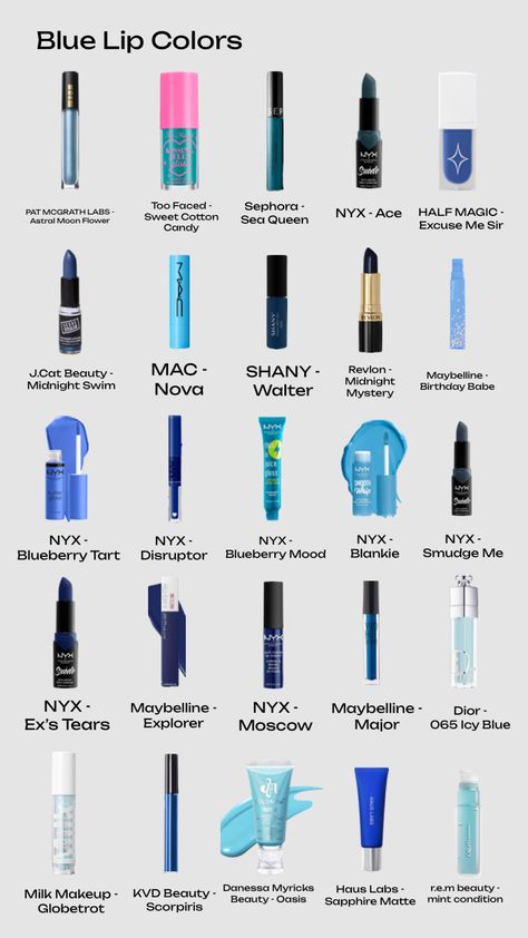 Blue Lip Gloss, Blue Lipstick, Blue Lips, Lipstick Brands, Makeup To Buy, Lip Glosses, Make Me Up, Aesthetic Makeup, Blue Aesthetic