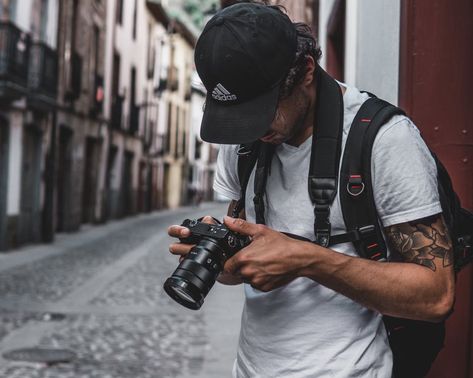 Photographer Self Portrait, Travel Pose, Men Photoshoot, Photography Gear, Man Standing, Photography Poses For Men, Photography Camera, Branding Photos, Man Photo