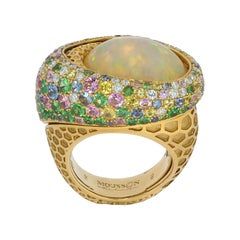 Dome Rings, Honeycomb Ring, Yellow Gold Opal Ring, Yellow Gold Sapphire Ring, Gold Sapphire Ring, Opal Ring Gold, Gold Cocktail Ring, Honeycomb Pattern, Sapphire Diamond Ring