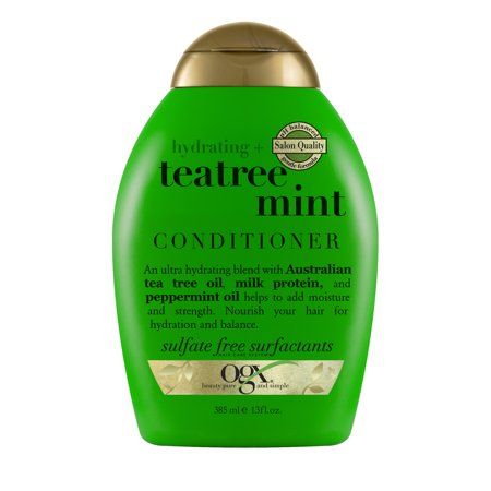 Hydrate with a burst of freshness with OGX Hydrating + Tea Tree Mint Invigorating Scalp Conditioner. This hydrating conditioner helps nourish and balance hair while leaving strands feeling moisturized and soft. Designed to stimulate the senses while leaving hair strong, the mint conditioner also leaves locks feeling deliciously fresh with a long-lasting clean. The nourishing blend is formulated with Australian tea tree oil, which helps invigorate the scalp for a healthy look and feel as well as Hydrating Tea, Tea Tree Mint Shampoo, Ogx Hair Products, Oily Hair Shampoo, Drugstore Shampoo, Australian Tea Tree Oil, Australian Tea Tree, Mint Shampoo, Mens Shampoo