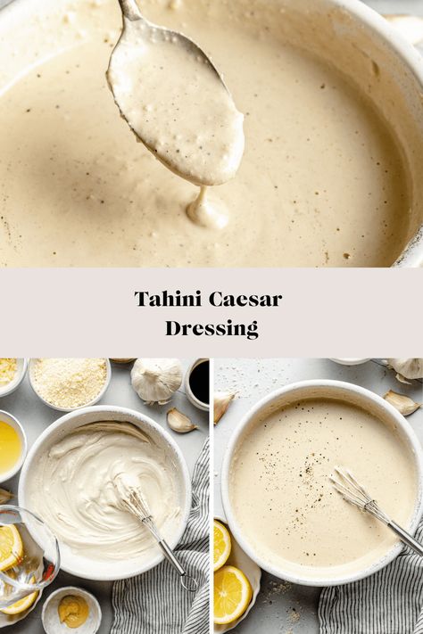 Mexican Ceasar Dressing, Cava Tahini Dressing, Tahini Caesar Dressing, Caesar Sauce, All The Healthy Things, Tahini Salad Dressing, Caesar Dressing Recipe, Tahini Dressing Recipe, Nutritious Lunch