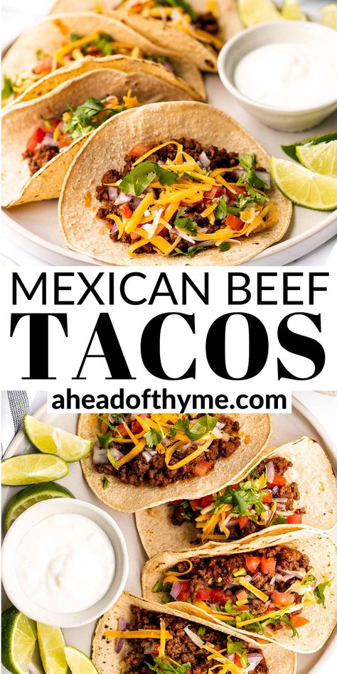 Soft Tacos Recipes, Soft Flour Tortillas, Taco Recipes Ground Beef, Mexican Ground Beef, Beef Tacos Recipes, Traditional Mexican Dishes, Mexican Beef, Mexican Dish, Beef Tacos