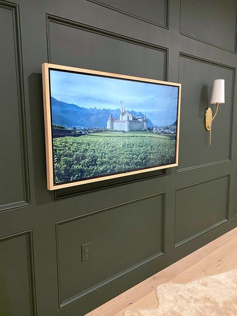 Frames For Tv On Wall, Diy Frame Tv Mounted Tv, Picture Frame Moulding Tv Wall, Frame For Tv Mounted Tv, Framing Tv On Wall, Diy Tv Picture Frame, Tv Framed On Wall Diy, Framing A Tv, Framed Tv On Wall