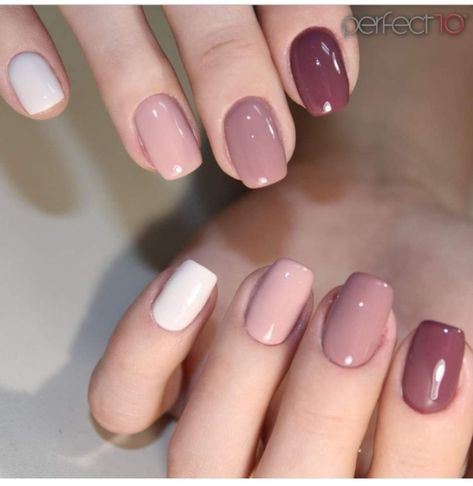 Pastel Colors Nails, Pastel Color Nails, Nail Polish Combinations, Brown Acrylic Nails, Colors Nails, Simple Fall Nails, Nail Jewels, Simple Gel Nails, Nail Art Ombre