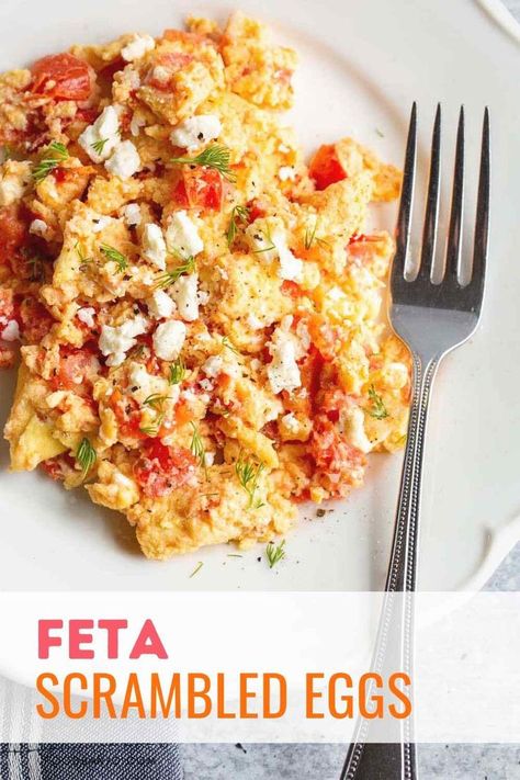 feta scrambled eggs Feta Scrambled Eggs, Best Scrambled Eggs, Scrambled Eggs With Spinach, Tomatoes And Feta, Savory Breakfast Recipes, Scrambled Eggs Recipe, Spinach Egg, Feta Recipes, Scrambled Egg