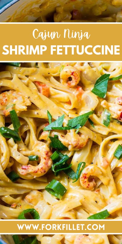 You're in for yummy excitement when flavours dance and spices sing. Meet Cajun Ninja Shrimp Fettuccine Recipe. Cajun Ninja, Cajun Ninja Recipes, Shrimp Fettuccine Recipes, Fettuccini Noodles, Shrimp Fettuccine, Fettuccine Recipes, Fettuccine Noodles, Sauteed Shrimp, Ninja Recipes