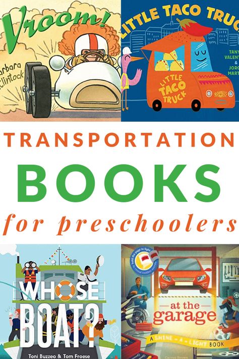 Transportation books for preschoolers including boats, trucks, cars, airplanes, rockets, and more. Includes a printable booklist. #trasnportationbooks #preschoolers #prek #Growing Bookbybook #transportationunit Best Toddler Books, Books For Preschoolers, Transportation Unit, Transportation Activities, Books For Toddlers, Car Activities, Transportation Preschool, Train Book, Transportation Theme