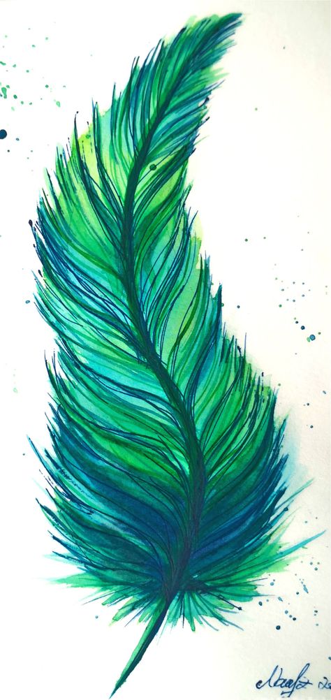 3 kinds of feather painting methods, watercolor creative DIY feather painting tutorial Colourful Feather Drawing, Feather Drawings Simple, Bird Feather Painting, How To Draw A Feather Step By Step Easy, Easy Feather Painting, Feather Painting Tutorial, Easy Peacock Feather Drawing, Paintings Of Feathers, How To Paint A Feather