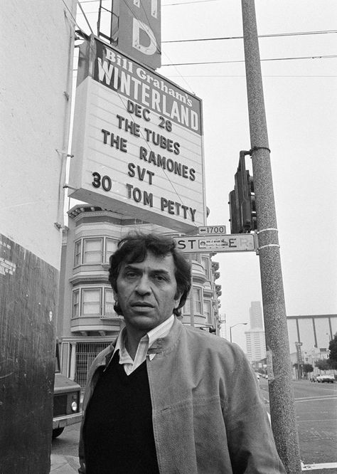 Bill Graham at Winterland Shawn Levy, Bill Graham, Cult Of Personality, Vintage Concert Posters, Rock Photography, Blues Brothers, Concert Venue, About Music, Falling Stars