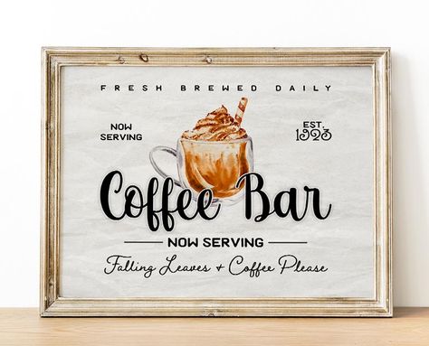 Free Printable Farmhouse Coffee Bar Sign - The Cottage Market Free Coffee Bar Printables, Coffee And Tea Signs, Free Coffee Printables, Coffee Bar Signs Printable, Autumn Coffee Bar, Vintage Coffee Bar, Bar Printables, Coffee Printables, Mini Printables