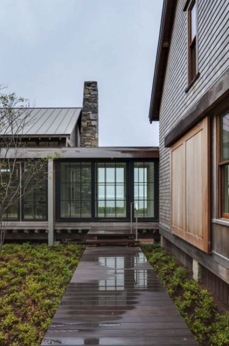 Hamptons Exterior, Jodi Foster, Beach Exterior, Transitional Architecture, Cape Cod Beach House, Ipe Deck, Master Addition, Rustic Beach House, Modern Cape