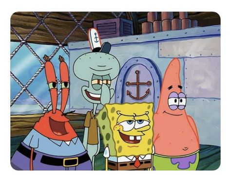 Spongebob Matching Pfp 4 People, 4 Cartoon Characters, Patrick And Squidward, Patrick Drawing, Spongebob Funny Pictures, Spongebob Pics, Spongebob And Patrick, Spongebob Drawings, Four Friends