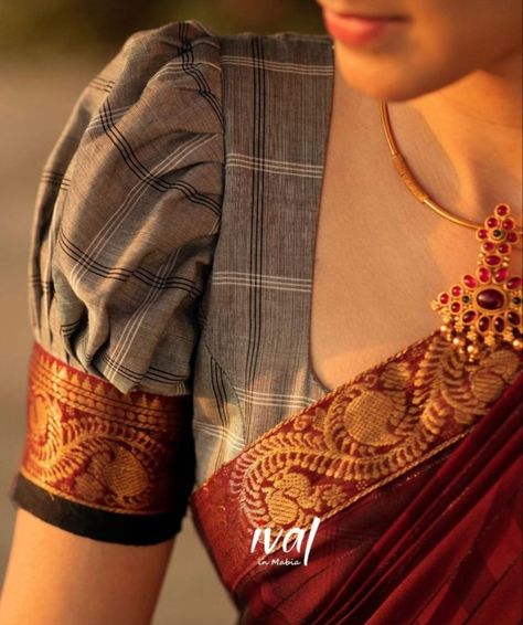 Tamil Traditional Jwellery, Blouse Designs For Traditional Saree, Kerala Blouse Designs, Half Saree Blouse Designs Latest, Dhavani Blouse Designs, Half Sleeves Blouse Designs, Half Hands Blouse Designs, Half Saree Blouse Designs Pattern, Ilkal Saree Blouse Designs