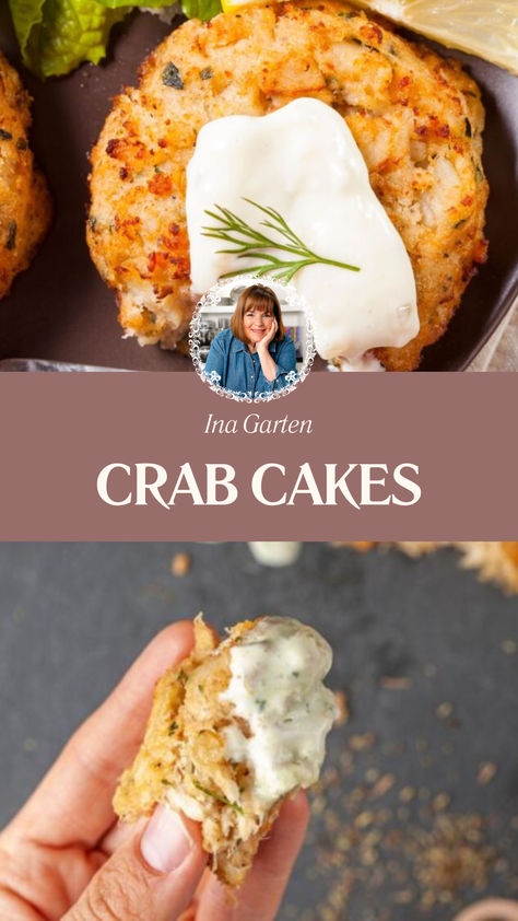 Barefoot Contessa Crab Cakes Lobster Cakes Recipe, Crab Cakes Recipe Best Easy, Canned Crab Cakes Recipe, Ina Garten Crab Cakes, Crab Cake Sides, Crab Cakes Recipe Best, Crab Cake Salad, Baked Crab Cakes, Curried Couscous