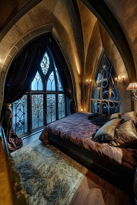 36 Attic Bedroom Ideas Create Romantic Gothic Ambience Under the Rafters (Concept Interiors) Attic Bedroom Ideas, Gothic Room, 6 Bedroom House, Attic Bedrooms, Goth Home, Attic Bedroom, Dream House Rooms, Fantasy House, Bedroom House Plans