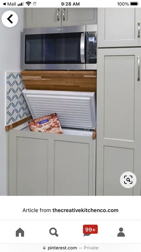 Hiding Chest Freezer, Kitchen With Deep Freezer, Freezer In Cabinet, Deep Freezer Laundry Room, Hide A Freezer Chest, Hidden Chest Freezer In Kitchen, Deep Freezer Cabinet, Hide Chest Freezer In Kitchen, Built In Freezer Cabinet