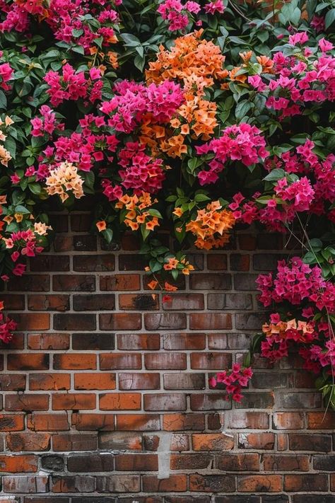 Brick Wall Outdoor Decor Ideas for Vibrant Patios Brick House Outdoor Decor, Brick Wall Outdoor Decor, Brick Wall Garden, Rustic Outdoor Wall Decor, Outdoor Wall Decor Ideas, Brick Wall Gardens, Porch Interior, Dragonfly Wall Decor, Outdoor Decor Ideas