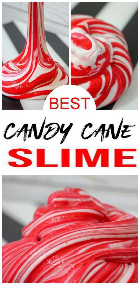 Fluffy slime recipe that is the coolest! Easy candy cane slime idea that kids, teens & tweens love. Great DIY craft projects to make when bored or fun slime project. Slime tutorial w/ step by step instructions. Great Fall crafts & Winter crafts, Christmas crafts, Thanksgiving craft projects for kids, teens & tweens. Try this fluffy slime recipe today #slime #kidsactivities Slime Ideas For Kids, Candy Cane Slime, Borax Slime Recipe, Diy Candy Cane, Winter Wonderland-party, Fun Slime, Crafts Winter, Crafts Thanksgiving, Fluffy Slime Recipe