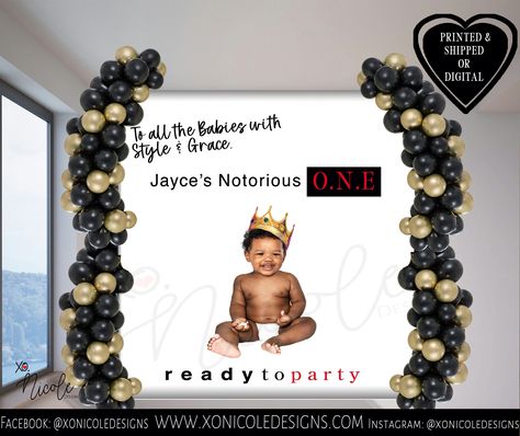 The Notorious One Backdrop, The Notorious One Birthday Party, Notorious One Birthday Party, 1st Birthday Party Ideas For Boys, Notorious One Birthday, Notorious One, Baby Boy Birthday Themes, Step And Repeat Backdrop, Birthday Party Ideas For Boys