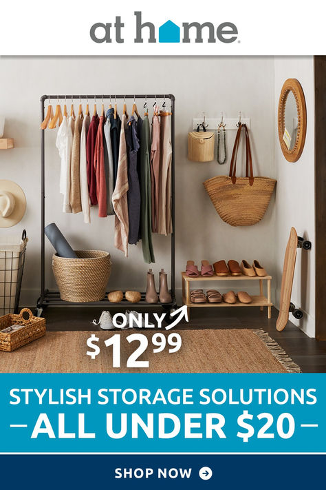 Pack it up! Find endless storage solutions in every style all for less, exclusively At Home. Cleaning Product Organization, Metal Laundry Basket, Cleaning Closet Organization, Clothing Racks, Wooden Shoe Racks, Organization Essentials, Closet Accessories, Space Organizer, Stylish Storage Solutions