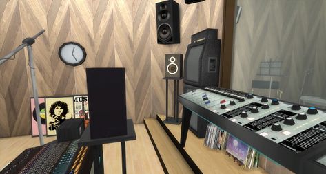 Chance Recording Studio - The Sims 4 Catalog Sims 4 Comfy Cc, Sims 4 Recording Studio, Sims 4 Music Studio, Deco Sims, Best Wood Flooring, Sims Mobile, Sims 4 Studio, Sims 4 House Plans, Sims 4 House Building