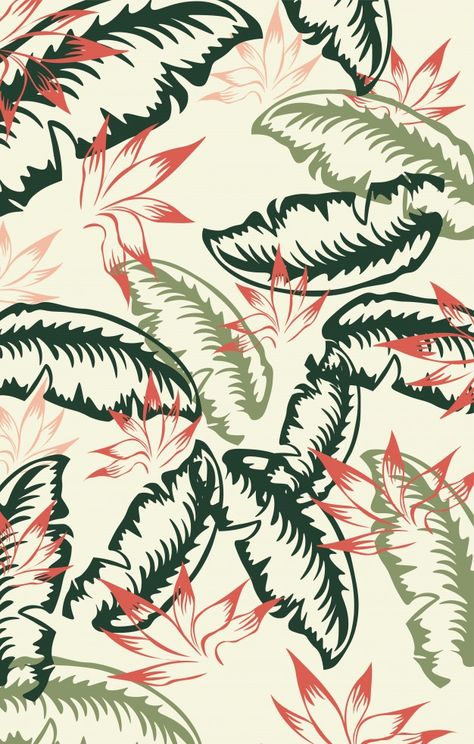 Red, green and dark green palm leaf patt... | Free Vector #Freepik #freevector #pattern #flower #vintage #floral Red Green Illustration, Red Green Background, Red Leaves Wallpaper, Blue Water Wallpaper, Red Seamless Pattern, Fruits Decoration, Hawaiian Pattern, Leaves Seamless Pattern, Palm Leaves Pattern