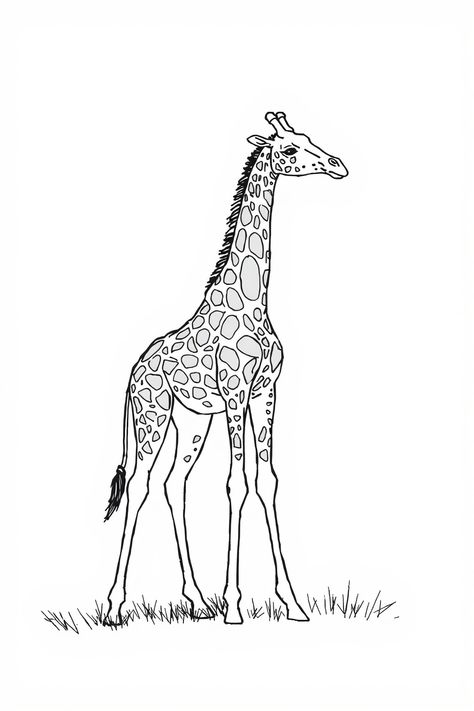 Check Out This Giraffe Line Drawing & 12+ Other Giraffe Drawing Ideas! #drawinginspiration #drawingideas Giraffe Line Drawing, Giraffe Outline, Jungle Drawing, Sea Turtle Drawing, Giraffe Silhouette, Giraffe Drawing, Spongebob Drawings, Conservation Art, Rabbit Drawing