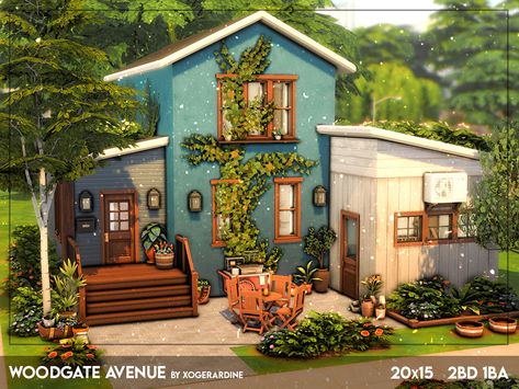 Sims 4 Community Center, Eco Lifestyle Sims 4 House, Small Sims House, Small Sims 4 Houses Layout, Sims Cottage Living, Sims 4 No Cc Build, Sims 4 No Cc House, Sims 4 Lots No Cc, Sims 4 Builds No Cc