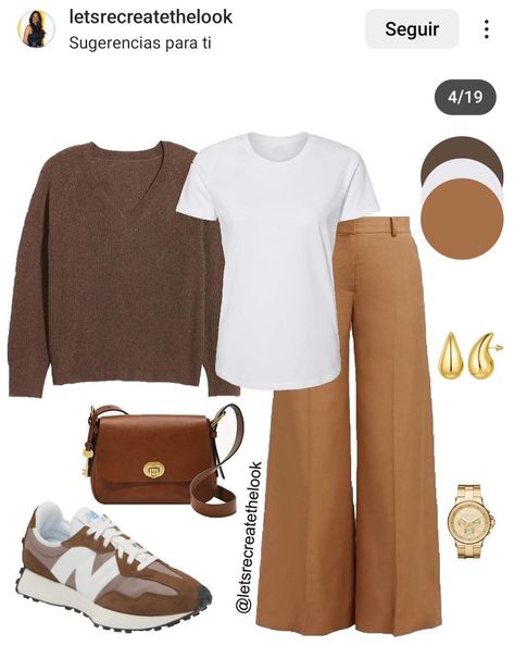 Fall Outfits For Older Women, Brown Sneakers Outfit Women's, Brown Sneakers Outfit, Outfits For Older Women, Fall Outfits Trendy, Friday Fashion, I Am So Tired, Tan Trousers, Look Office